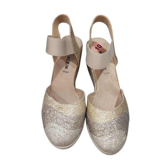 Anne Klein iflex gold wedge sandals weekend size 10 new - Picture 1 of 7